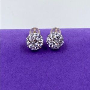 💛 NEW Classic 14k Disco Ball Crystal Stud Earrings